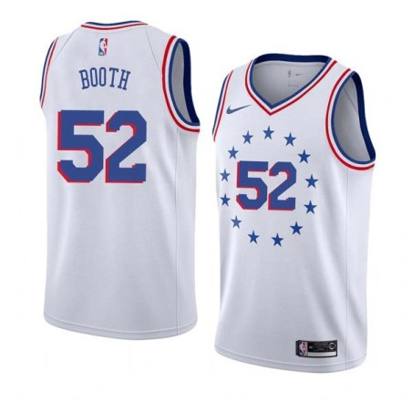 White_Earned Calvin Booth Twill Basketball Jersey -76ers #52 Booth Twill Jerseys, FREE SHIPPING