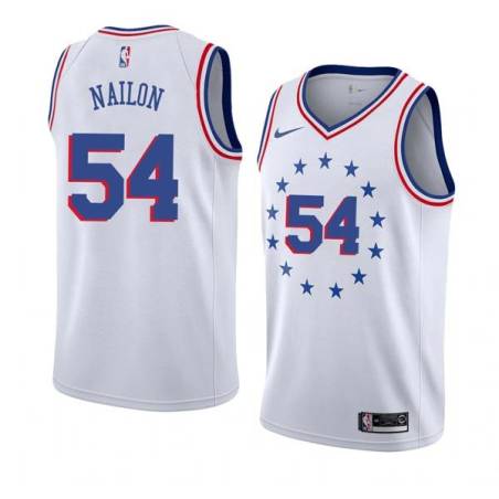 White_Earned Lee Nailon Twill Basketball Jersey -76ers #54 Nailon Twill Jerseys, FREE SHIPPING