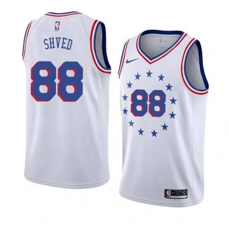 White_Earned Alexey Shved Twill Basketball Jersey -76ers #88 Shved Twill Jerseys, FREE SHIPPING