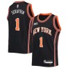 2021-22City Kevin Seraphin Twill Basketball Jersey -Knicks #1 Seraphin Twill Jerseys, FREE SHIPPING