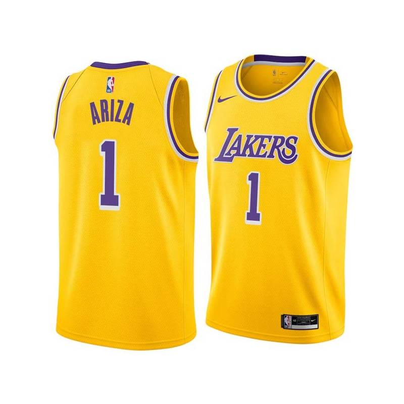 Gold Trevor Ariza Lakers #1 Twill Basketball Jersey FREE SHIPPING