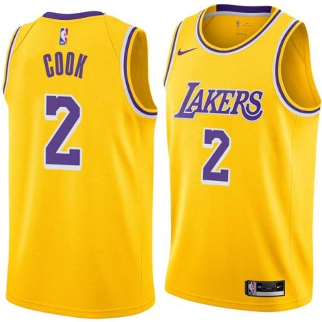 Gold Quinn Cook Lakers #2 Twill Basketball Jersey FREE SHIPPING