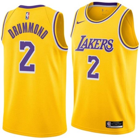 Gold Andre Drummond Lakers #2 Twill Basketball Jersey FREE SHIPPING