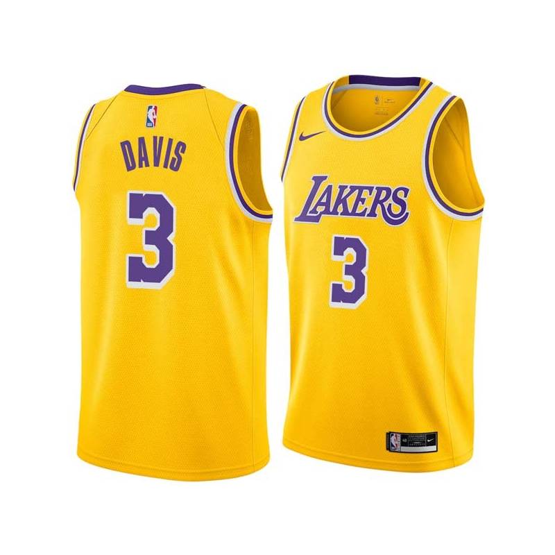 Gold Anthony Davis Lakers #3 Twill Basketball Jersey FREE SHIPPING