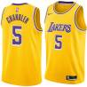 Gold Tyson Chandler Lakers #5 Twill Basketball Jersey FREE SHIPPING