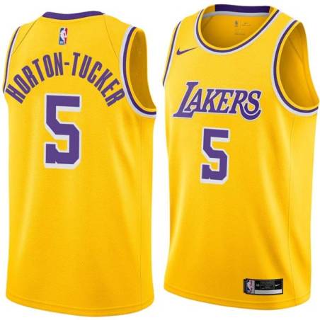 Gold Talen Horton-Tucker Lakers #5 Twill Basketball Jersey FREE SHIPPING