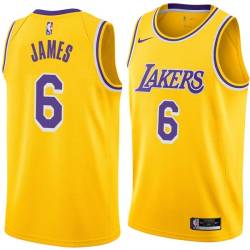 Gold LeBron James Lakers #6 Twill Basketball Jersey FREE SHIPPING