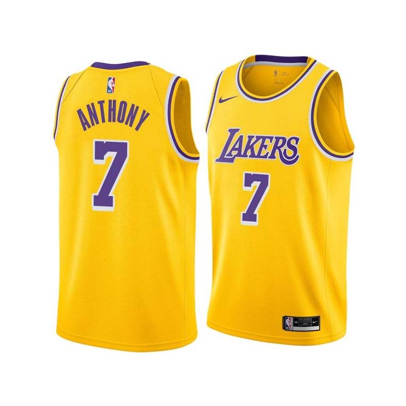 Gold Carmelo Anthony Lakers #7 Twill Basketball Jersey FREE SHIPPING