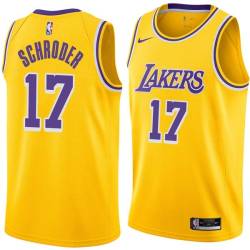 Gold Dennis Schroder Lakers #17 Twill Basketball Jersey FREE SHIPPING