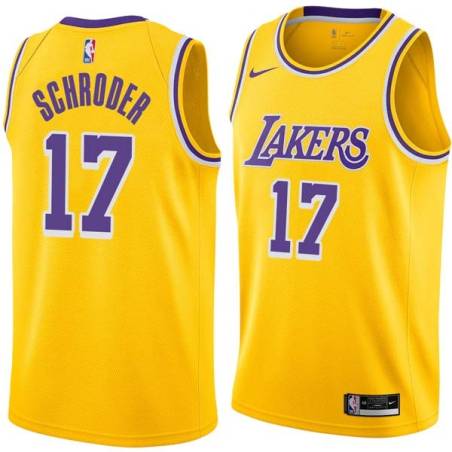 Gold Dennis Schroder Lakers #17 Twill Basketball Jersey FREE SHIPPING