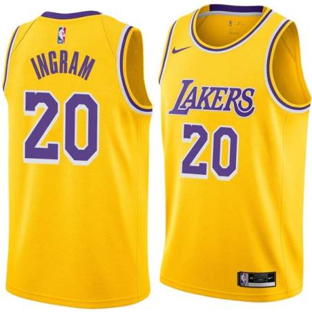 Gold Andre Ingram Lakers #20 Twill Basketball Jersey FREE SHIPPING