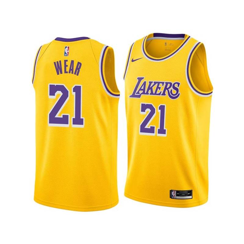 Gold Travis Wear Lakers #21 Twill Basketball Jersey FREE SHIPPING