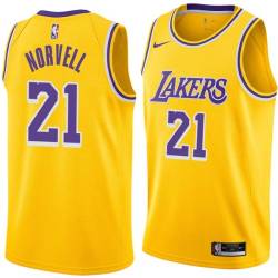 Gold Zach Norvell Lakers #21 Twill Basketball Jersey FREE SHIPPING