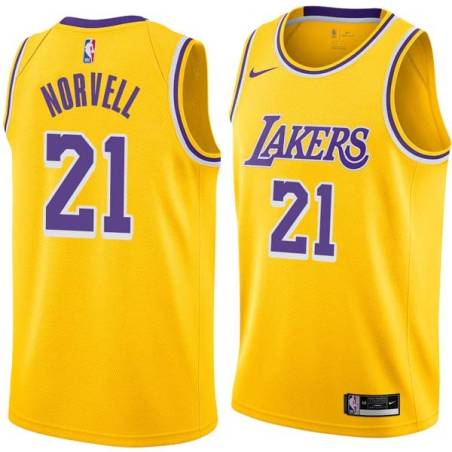 Gold Zach Norvell Lakers #21 Twill Basketball Jersey FREE SHIPPING