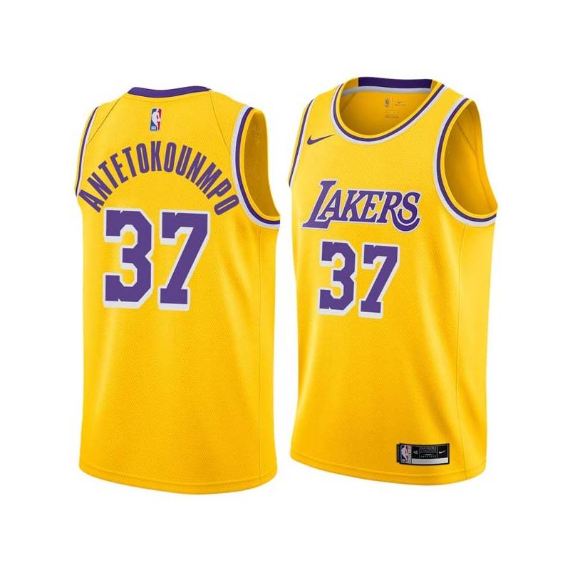 Gold Kostas Antetokounmpo Lakers #37 Twill Basketball Jersey FREE SHIPPING