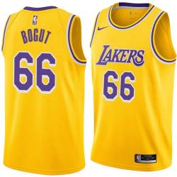 Gold Andrew Bogut Lakers #66 Twill Basketball Jersey FREE SHIPPING