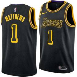 2017-18City Wes Matthews Twill Basketball Jersey -Lakers #1 Matthews Twill Jerseys, FREE SHIPPING