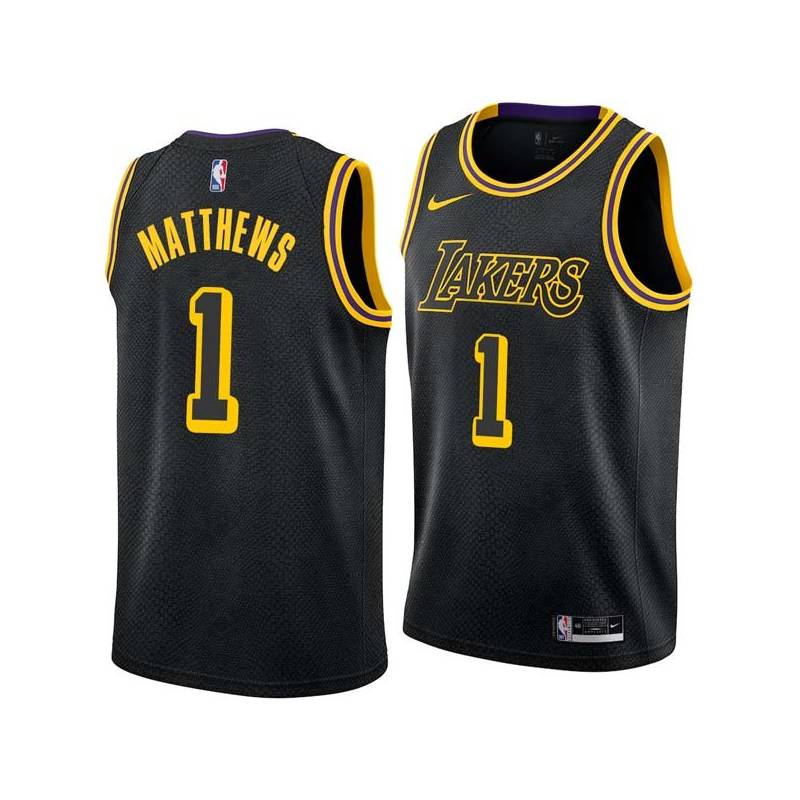 2017-18City Wes Matthews Twill Basketball Jersey -Lakers #1 Matthews Twill Jerseys, FREE SHIPPING