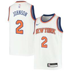 White Larry Johnson Twill Basketball Jersey -Knicks #2 Johnson Twill Jerseys, FREE SHIPPING