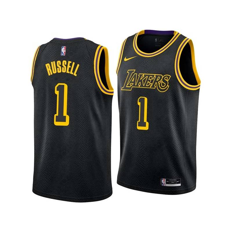 2017-18City D'Angelo Russell Twill Basketball Jersey -Lakers #1 Russell Twill Jerseys, FREE SHIPPING