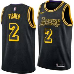 2017-18City Derek Fisher Twill Basketball Jersey -Lakers #2 Fisher Twill Jerseys, FREE SHIPPING