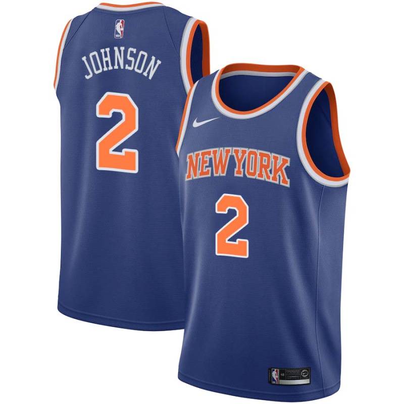 Blue Larry Johnson Twill Basketball Jersey -Knicks #2 Johnson Twill Jerseys, FREE SHIPPING