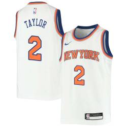 White Maurice Taylor Twill Basketball Jersey -Knicks #2 Taylor Twill Jerseys, FREE SHIPPING
