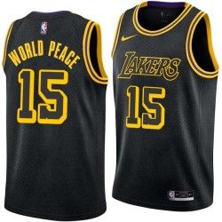 2017-18City Metta World Peace Twill Basketball Jersey -Lakers #15 World Peace Twill Jerseys, FREE SHIPPING