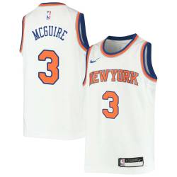 White Alfred McGuire Twill Basketball Jersey -Knicks #3 McGuire Twill Jerseys, FREE SHIPPING
