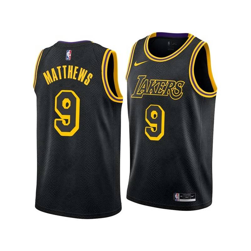 2017-18City Wesley Matthews Lakers #9 Twill Basketball Jersey FREE SHIPPING