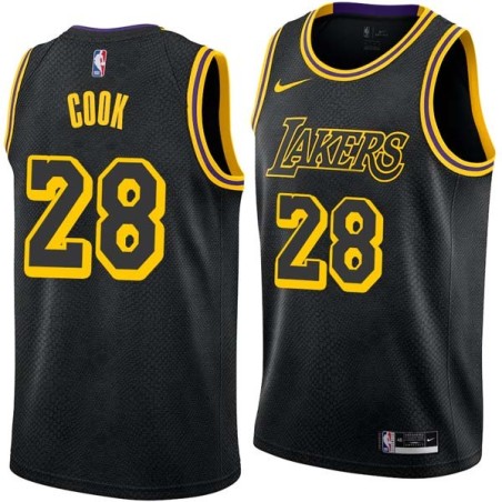 2017-18City Quinn Cook Lakers #28 Twill Basketball Jersey FREE SHIPPING