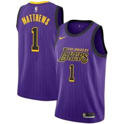 2018-19City Wes Matthews Twill Basketball Jersey -Lakers #1 Matthews Twill Jerseys, FREE SHIPPING