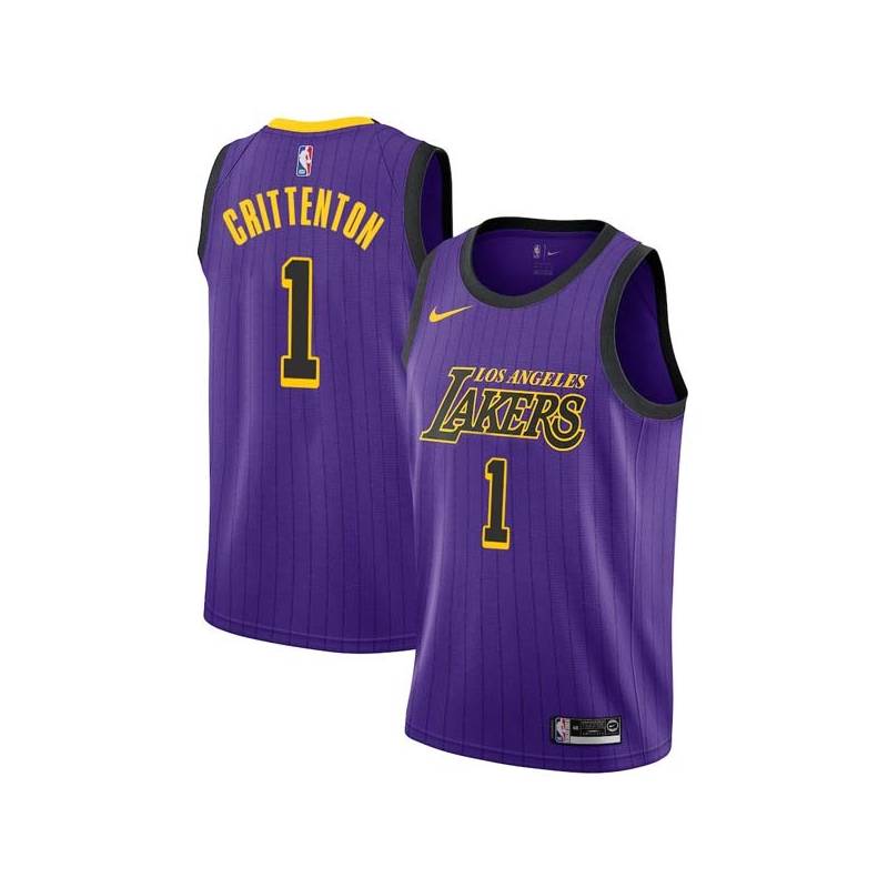 2018-19City Javaris Crittenton Twill Basketball Jersey -Lakers #1 Crittenton Twill Jerseys, FREE SHIPPING