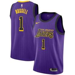 2018-19City D'Angelo Russell Twill Basketball Jersey -Lakers #1 Russell Twill Jerseys, FREE SHIPPING