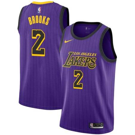 2018-19City MarShon Brooks Twill Basketball Jersey -Lakers #2 Brooks Twill Jerseys, FREE SHIPPING