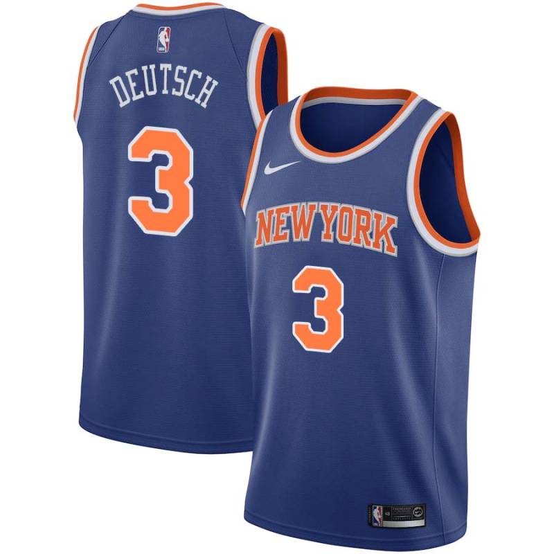 Blue Dave Deutsch Twill Basketball Jersey -Knicks #3 Deutsch Twill Jerseys, FREE SHIPPING