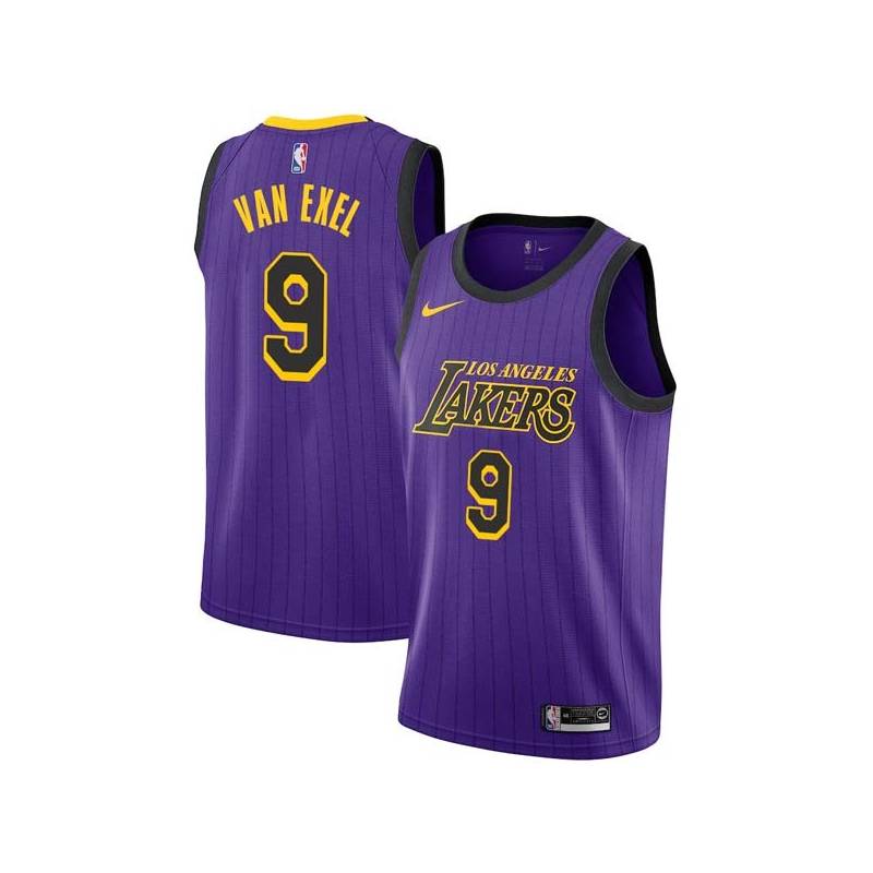 2018-19City Nick Van Exel Twill Basketball Jersey -Lakers #9 Van Exel Twill Jerseys, FREE SHIPPING