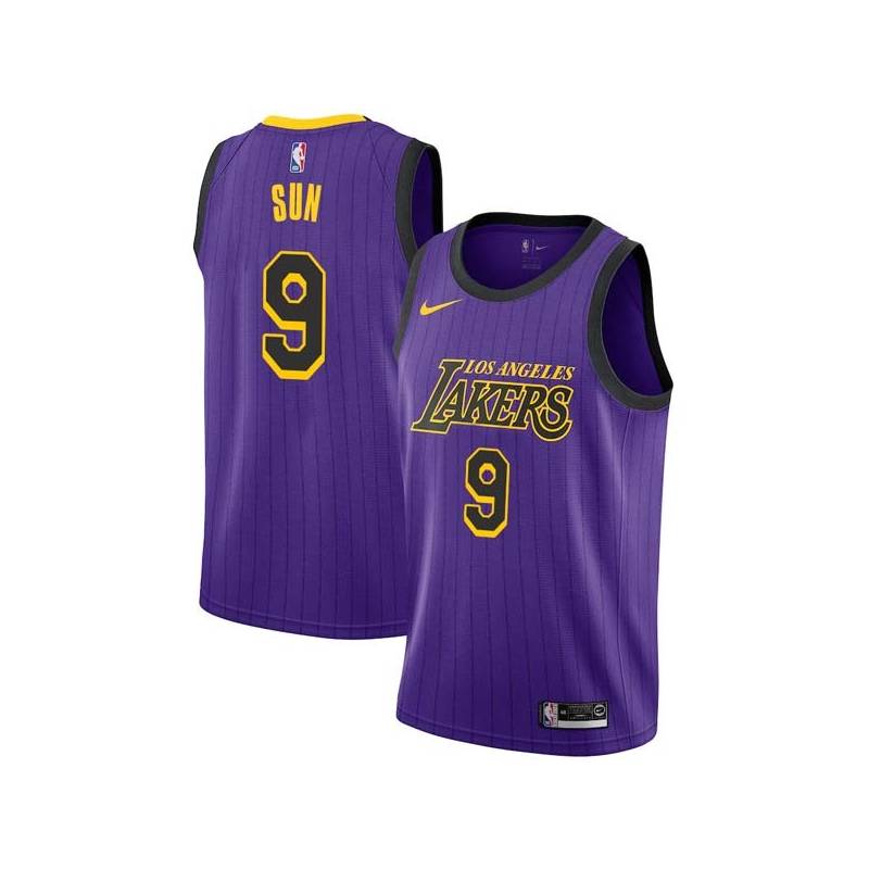 2018-19City Sun Yue Twill Basketball Jersey -Lakers #9 Yue Twill Jerseys, FREE SHIPPING