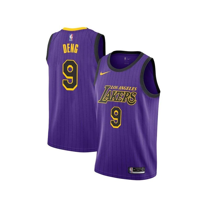 2018-19City Luol Deng Twill Basketball Jersey -Lakers #9 Deng Twill Jerseys, FREE SHIPPING