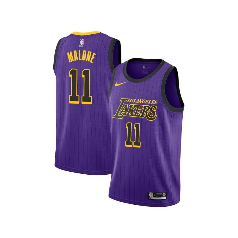 2018-19City Karl Malone Twill Basketball Jersey -Lakers #11 Malone Twill Jerseys, FREE SHIPPING