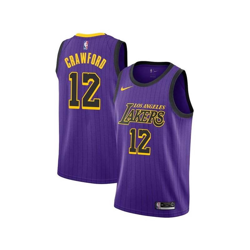 2018-19City Freddie Crawford Twill Basketball Jersey -Lakers #12 Crawford Twill Jerseys, FREE SHIPPING