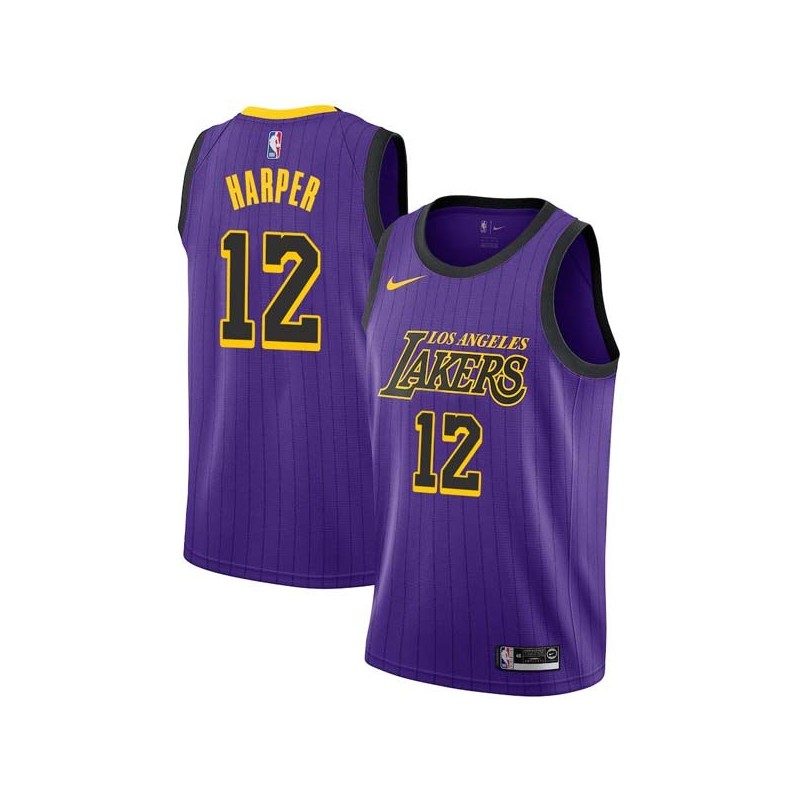 2018-19City Derek Harper Twill Basketball Jersey -Lakers #12 Harper Twill Jerseys, FREE SHIPPING