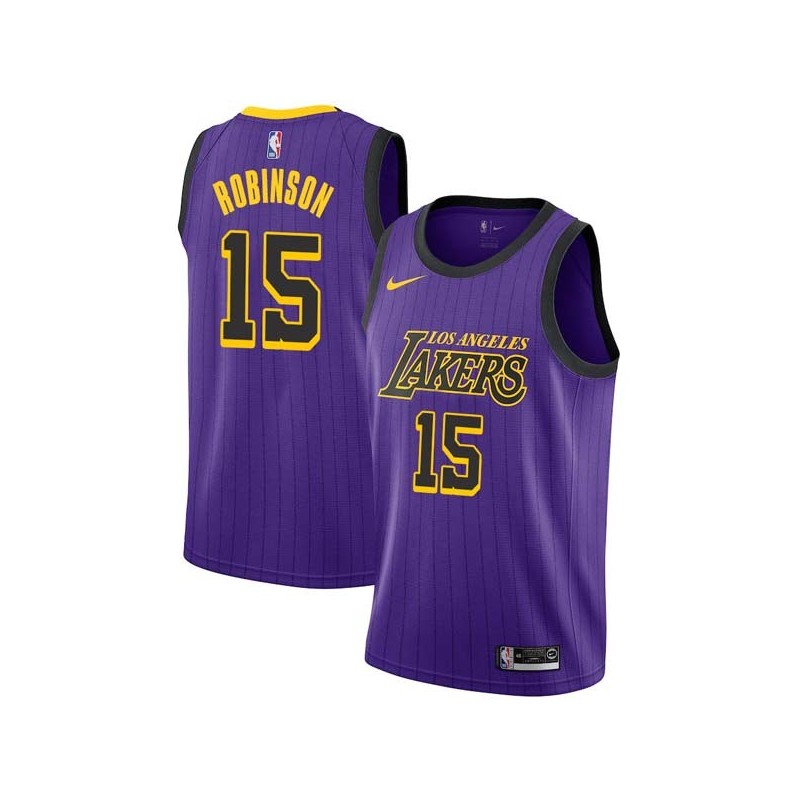 2018-19City Thomas Robinson Twill Basketball Jersey -Lakers #15 Robinson Twill Jerseys, FREE SHIPPING