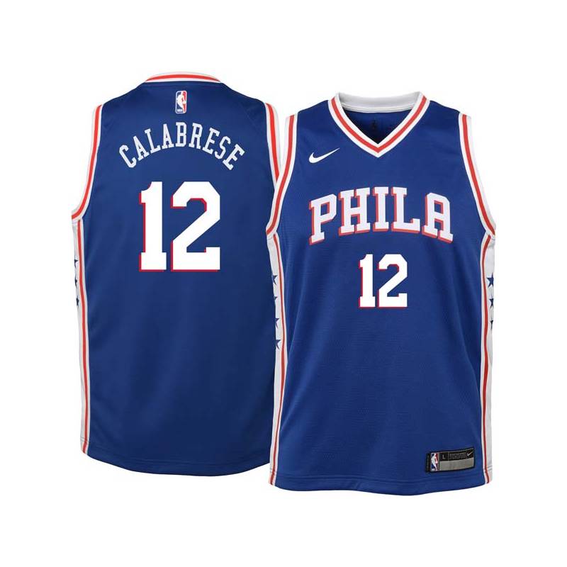 Blue Gerry Calabrese Twill Basketball Jersey -76ers #12 Calabrese Twill Jerseys, FREE SHIPPING