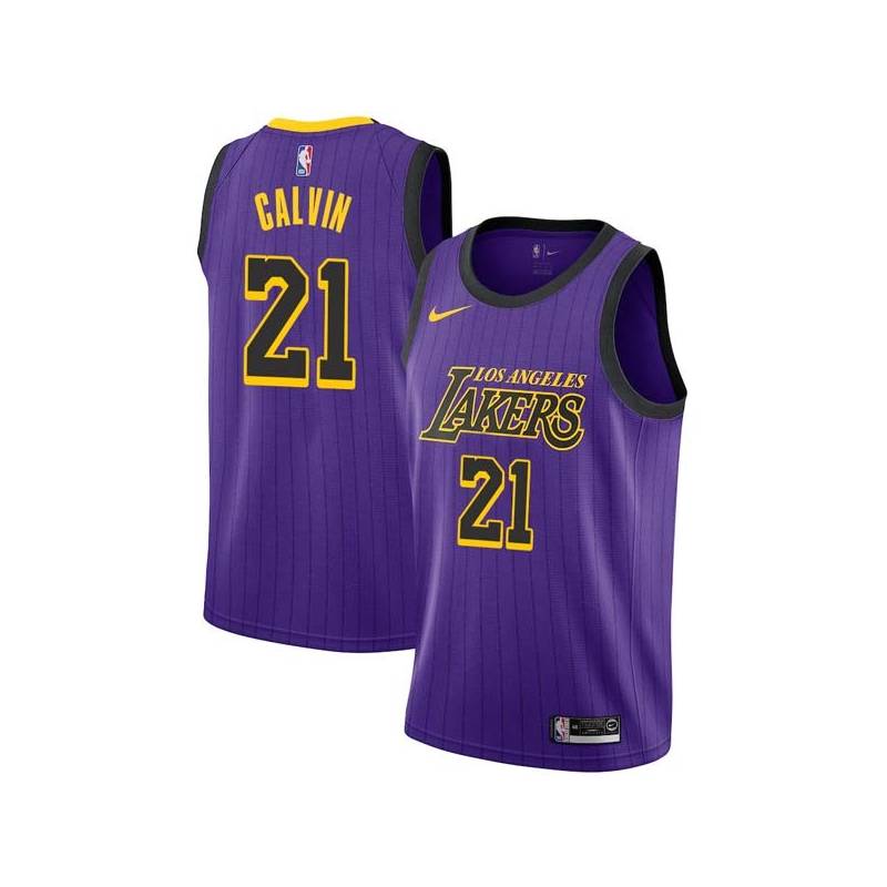 2018-19City Mack Calvin Twill Basketball Jersey -Lakers #21 Calvin Twill Jerseys, FREE SHIPPING