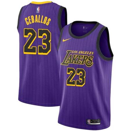 2018-19City Cedric Ceballos Twill Basketball Jersey -Lakers #23 Ceballos Twill Jerseys, FREE SHIPPING