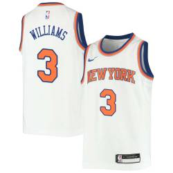 White Shawne Williams Twill Basketball Jersey -Knicks #3 Williams Twill Jerseys, FREE SHIPPING