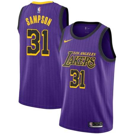 2018-19City Jamal Sampson Twill Basketball Jersey -Lakers #31 Sampson Twill Jerseys, FREE SHIPPING