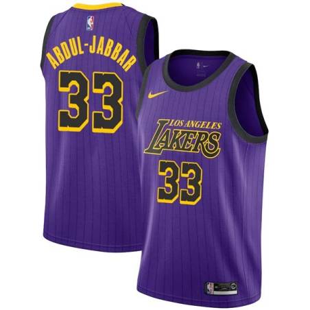 2018-19City Kareem Abdul-Jabbar Twill Basketball Jersey -Lakers #33 Abdul-Jabbar Twill Jerseys, FREE SHIPPING