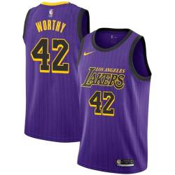 2018-19City James Worthy Twill Basketball Jersey -Lakers #42 Worthy Twill Jerseys, FREE SHIPPING